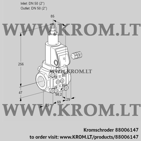 Kromschroder VAS 250R/LWSR, 88006147 gas solenoid valve, 88006147