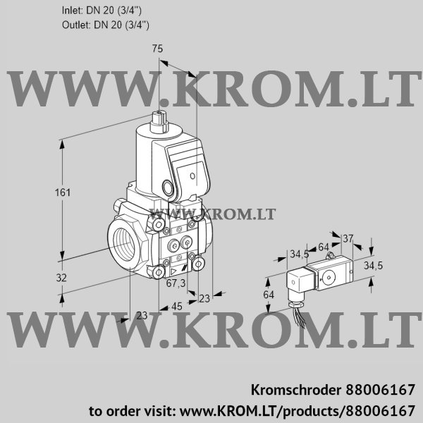 Kromschroder VAS 1T20N/NQSR, 88006167 gas solenoid valve, 88006167