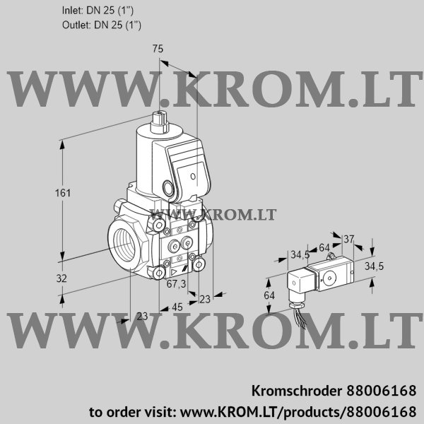 Kromschroder VAS 1T25N/NQSR, 88006168 gas solenoid valve, 88006168