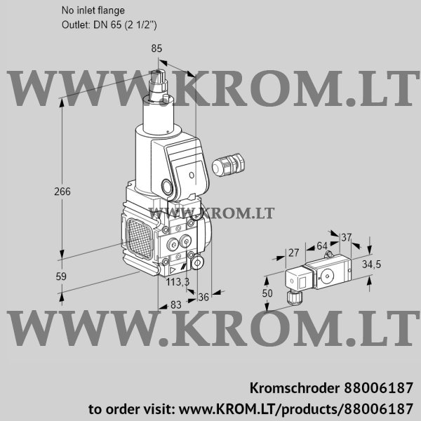 Kromschroder VAS 3-/65R/LWSR, 88006187 gas solenoid valve, 88006187