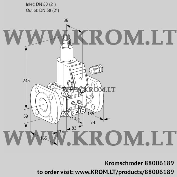 Kromschroder VAS 350F/LW, 88006189 gas solenoid valve, 88006189