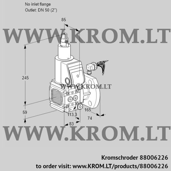 Kromschroder VAS 3-/50F/LW, 88006226 gas solenoid valve, 88006226