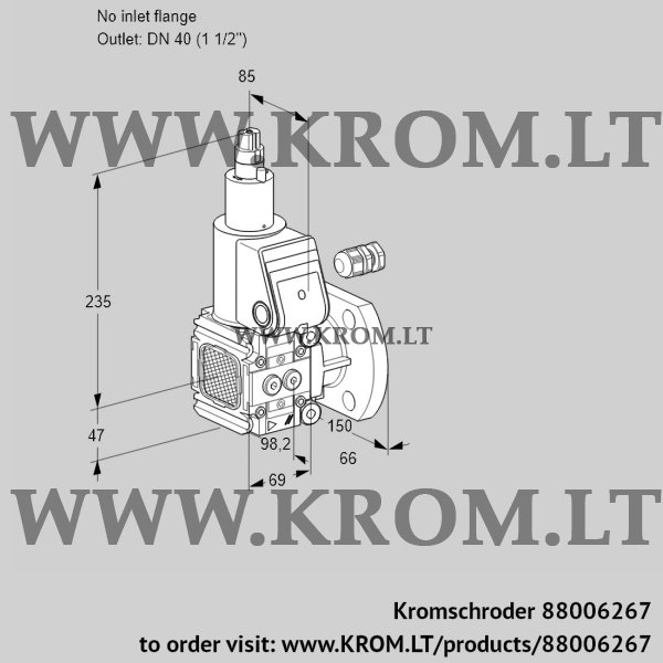 Kromschroder VAS 2-/40F/LW, 88006267 gas solenoid valve, 88006267