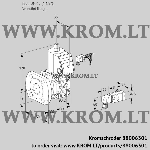 Kromschroder VAS 240/-F/NW, 88006301 gas solenoid valve, 88006301