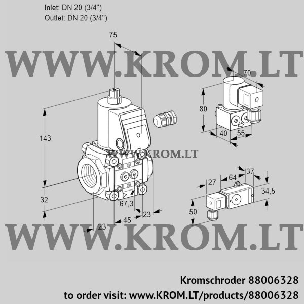 Kromschroder VAS 120R/NW, 88006328 gas solenoid valve, 88006328