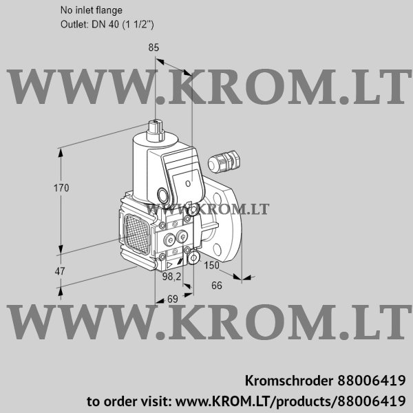 Kromschroder VAS 2-/40F/NQ, 88006419 gas solenoid valve, 88006419