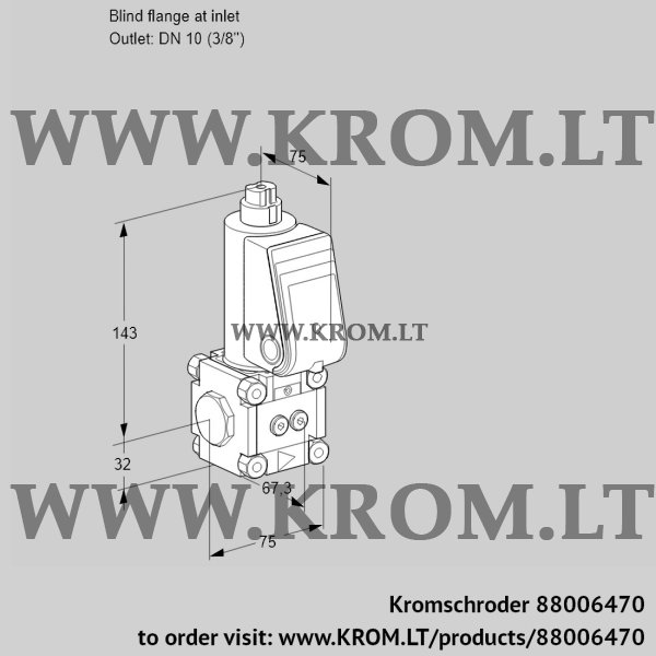 Kromschroder VAS 1-0/10R/NQ, 88006470 gas solenoid valve, 88006470