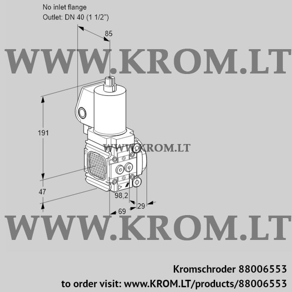 Kromschroder VAS 2-/40R/NWSL, 88006553 gas solenoid valve, 88006553