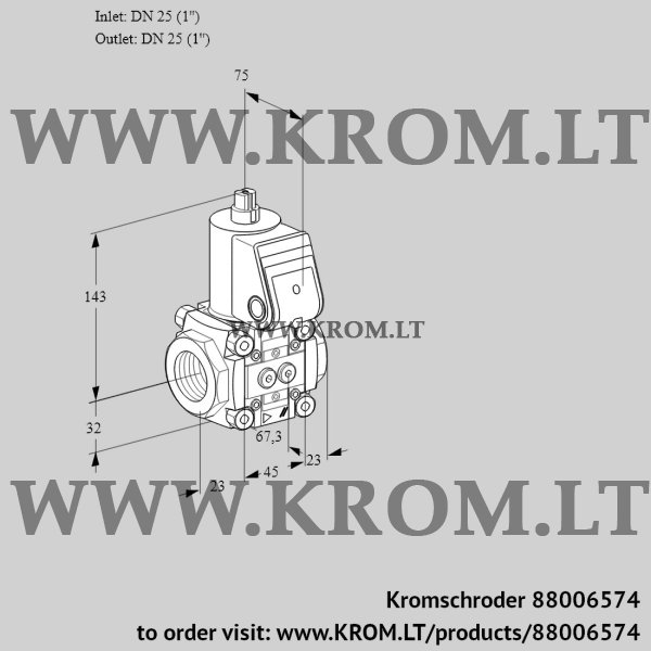 Kromschroder VAS 1T25N/NW, 88006574 gas solenoid valve, 88006574