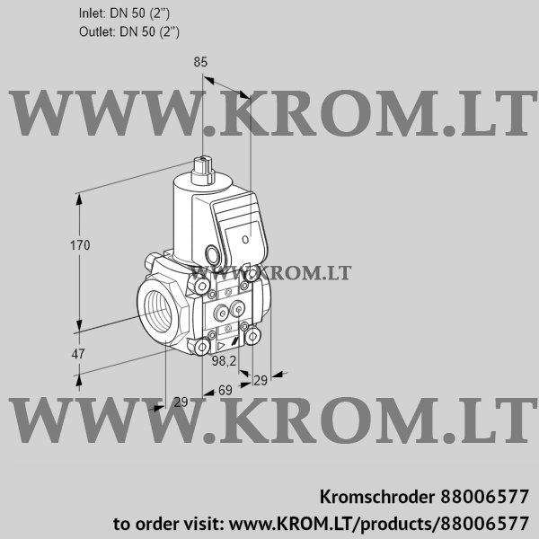 Kromschroder VAS 2T50N/NW, 88006577 gas solenoid valve, 88006577