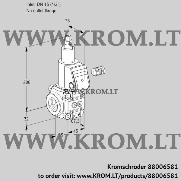 Kromschroder VAS 115/-R/LW, 88006581 gas solenoid valve, 88006581