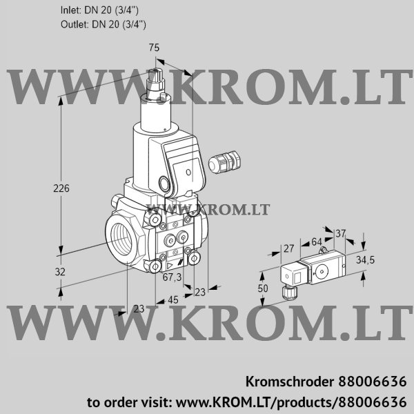 Kromschroder VAS 120R/LWGR, 88006636 gas solenoid valve, 88006636