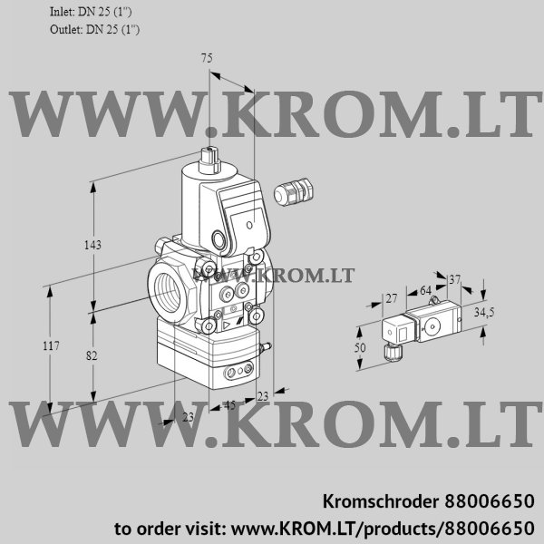 Kromschroder VAD 125R/NW-100A, 88006650 pressure regulator, 88006650