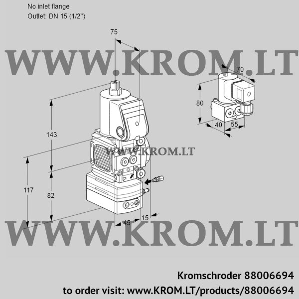 Kromschroder VAG 1-/15R/NQBE, 88006694 air/gas ratio control, 88006694