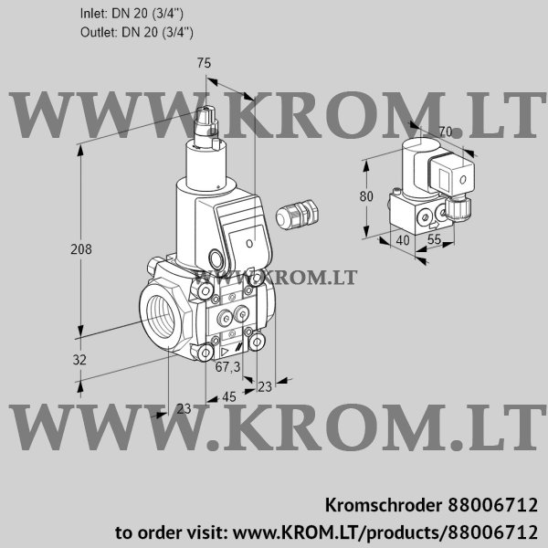 Kromschroder VAS 120R/LW, 88006712 gas solenoid valve, 88006712