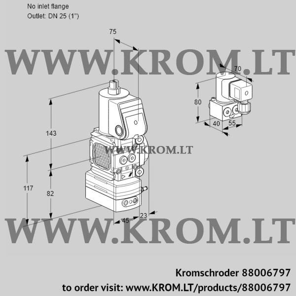 Kromschroder VAD 1-/25R/NW-25A, 88006797 pressure regulator, 88006797