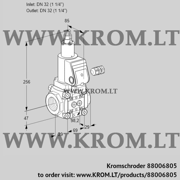 Kromschroder VAS 232R/LWGR, 88006805 gas solenoid valve, 88006805