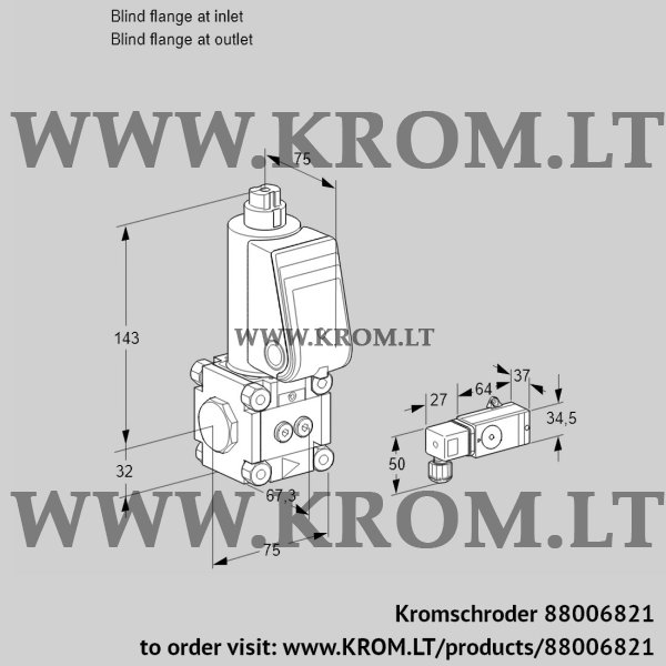 Kromschroder VAS 1-0/NW, 88006821 gas solenoid valve, 88006821