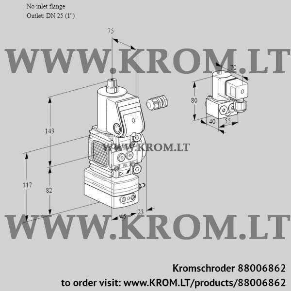 Kromschroder VAD 1-/25R/NW-50A, 88006862 pressure regulator, 88006862