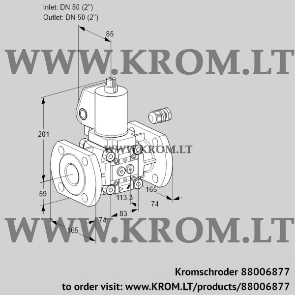 Kromschroder VAS 350F/NWSL, 88006877 gas solenoid valve, 88006877