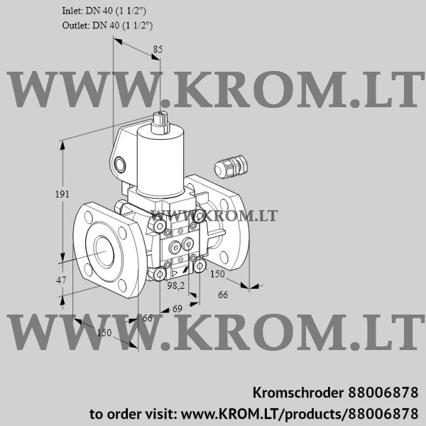 Kromschroder VAS 240F/NWSL, 88006878 gas solenoid valve, 88006878