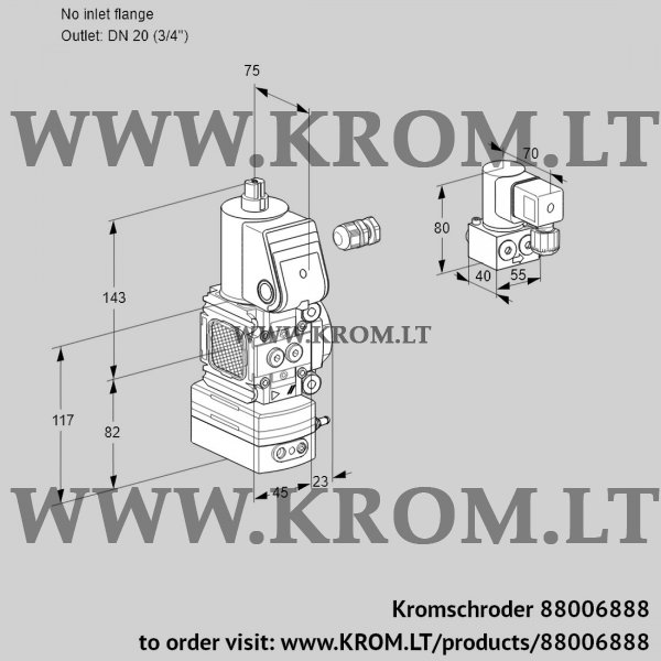 Kromschroder VAD 1-/20R/NW-50A, 88006888 pressure regulator, 88006888