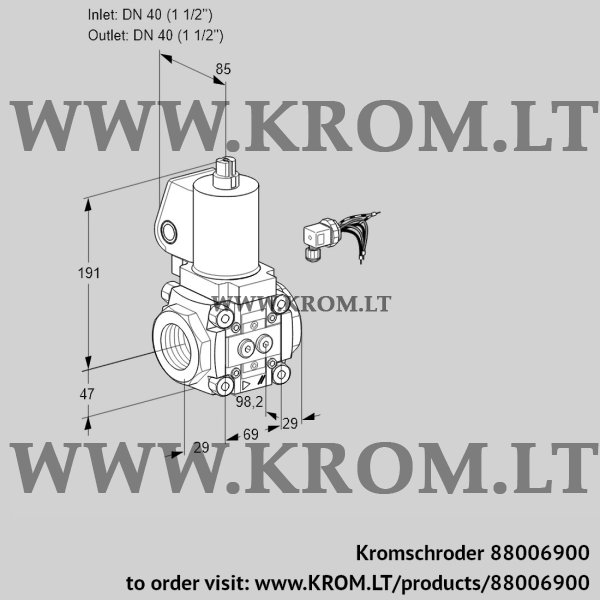 Kromschroder VAS 240R/NQSL, 88006900 gas solenoid valve, 88006900