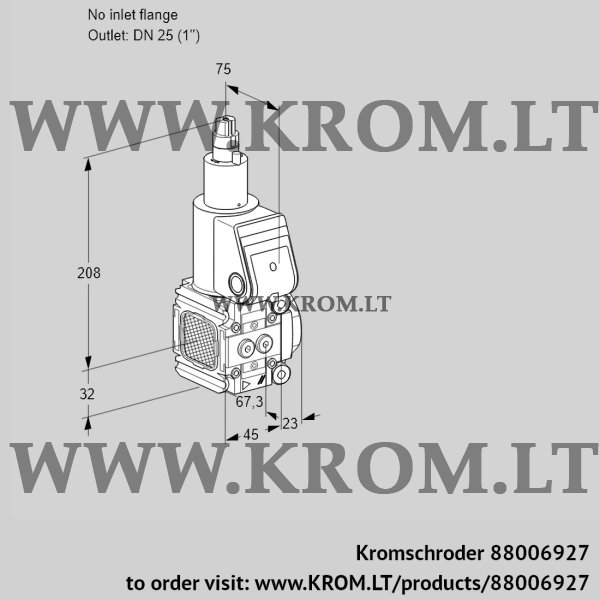 Kromschroder VAS 1T-/25N/LQ, 88006927 gas solenoid valve, 88006927