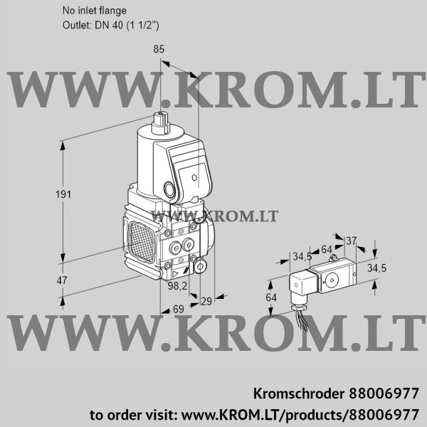 Kromschroder VAS 2T-/40N/NQSR, 88006977 gas solenoid valve, 88006977