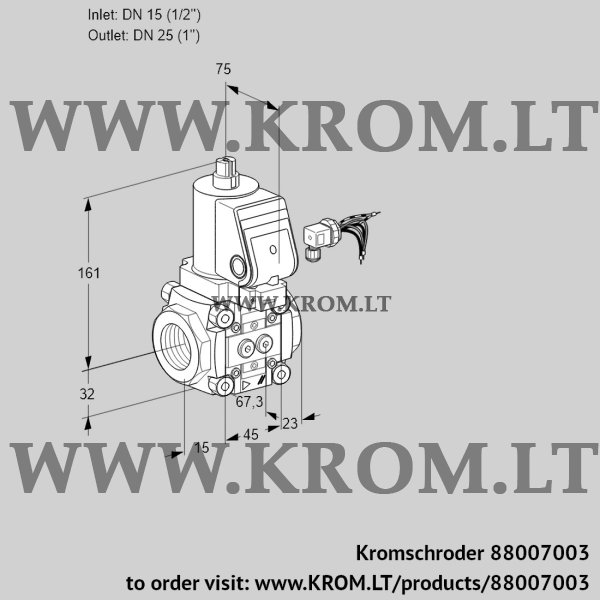 Kromschroder VAS 115/25R/NWGR, 88007003 gas solenoid valve, 88007003