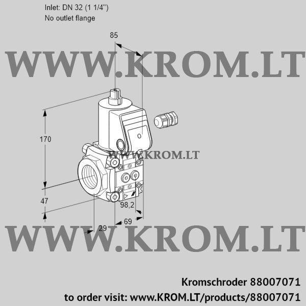 Kromschroder VAS 232/-R/NW, 88007071 gas solenoid valve, 88007071