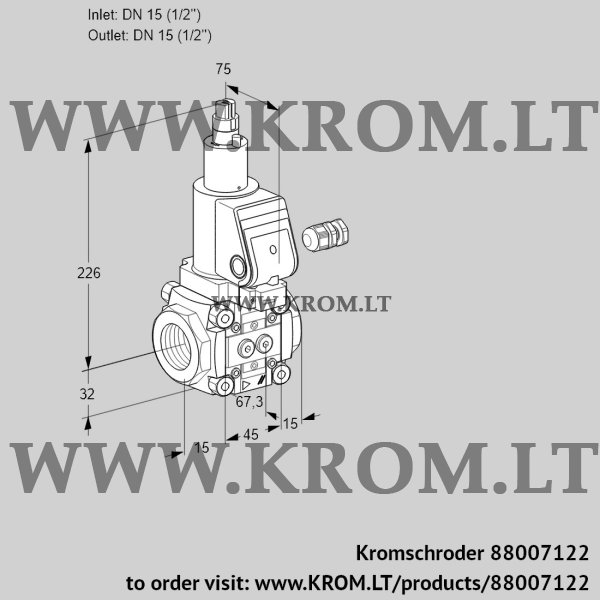 Kromschroder VAS 115R/LKGR, 88007122 gas solenoid valve, 88007122