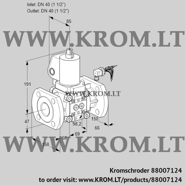 Kromschroder VAS 240F/NWSL, 88007124 gas solenoid valve, 88007124