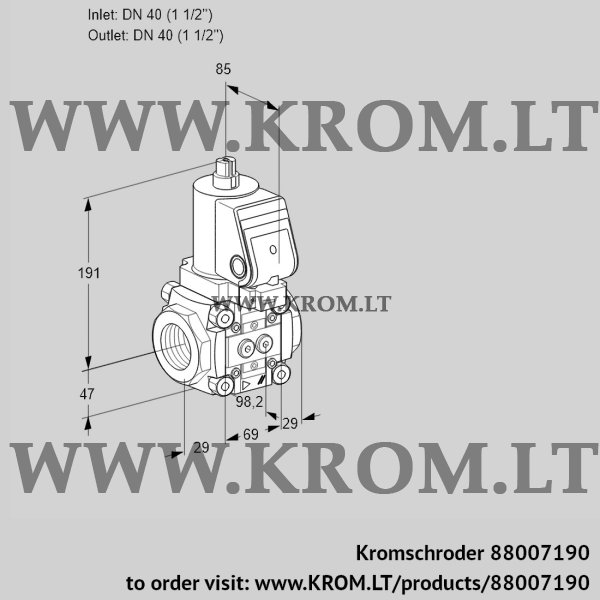 Kromschroder VAS 2T40N/NQGR, 88007190 gas solenoid valve, 88007190