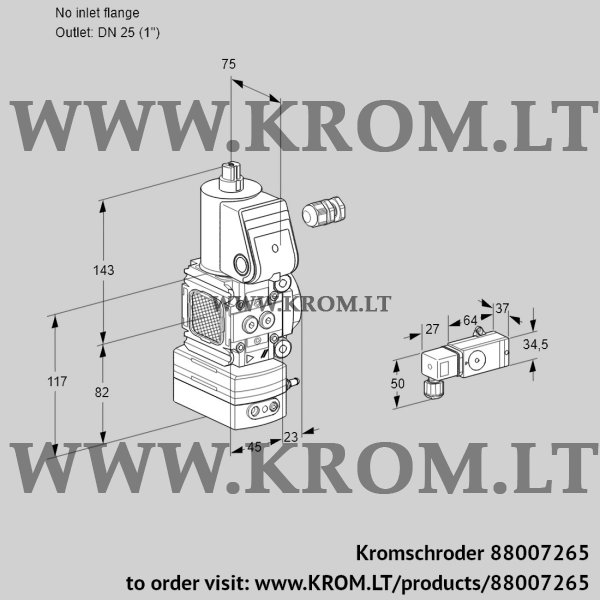 Kromschroder VAD 1-/25R/NW-50A, 88007265 pressure regulator, 88007265