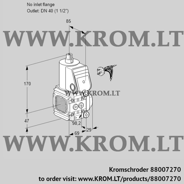 Kromschroder VAS 2-/40R/NW, 88007270 gas solenoid valve, 88007270