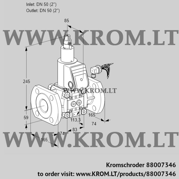 Kromschroder VAS 350F/LW, 88007346 gas solenoid valve, 88007346