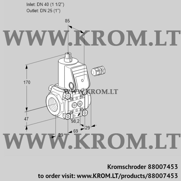 Kromschroder VAS 240/25R/NQ, 88007453 gas solenoid valve, 88007453