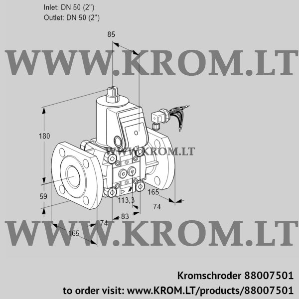 Kromschroder VAS 350F/NW, 88007501 gas solenoid valve, 88007501