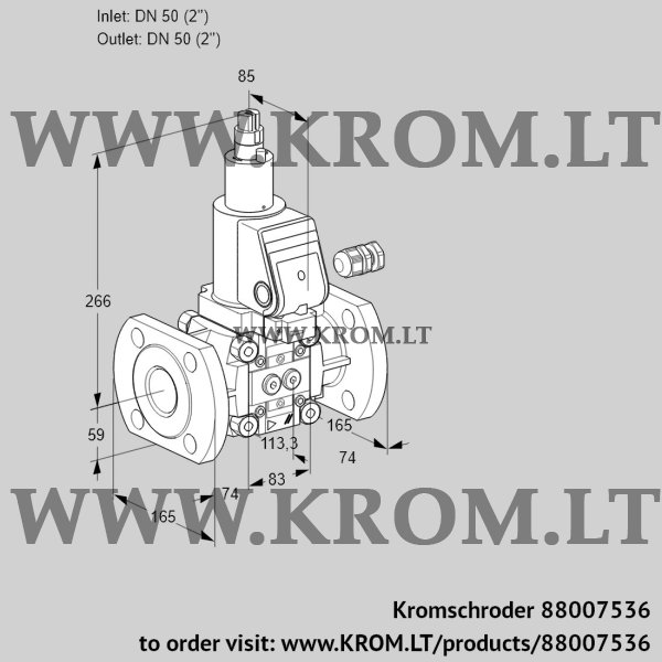 Kromschroder VAS 350F/LKGR, 88007536 gas solenoid valve, 88007536