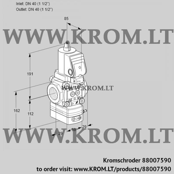 Kromschroder VAD 2T40N/NQSR-50A, 88007590 pressure regulator, 88007590