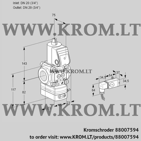 Kromschroder VAD 1T20N/NQ-100A, 88007594 pressure regulator, 88007594