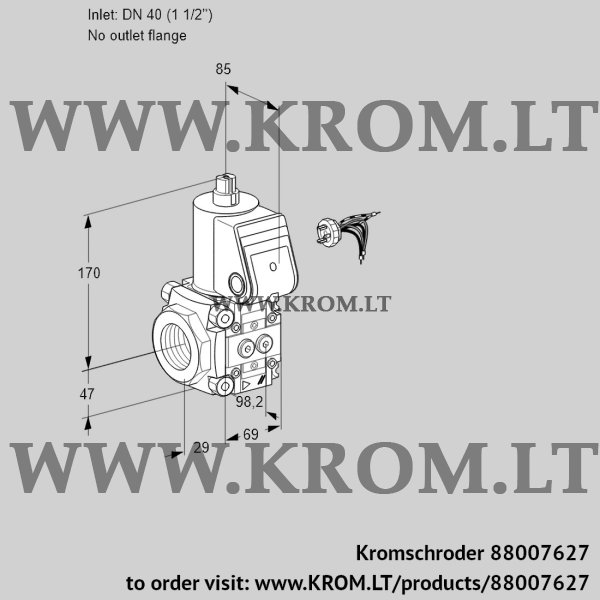 Kromschroder VAS 240/-R/NW, 88007627 gas solenoid valve, 88007627