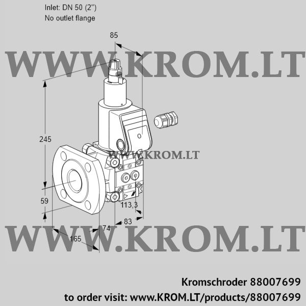 Kromschroder VAS 350/-F/LW, 88007699 gas solenoid valve, 88007699