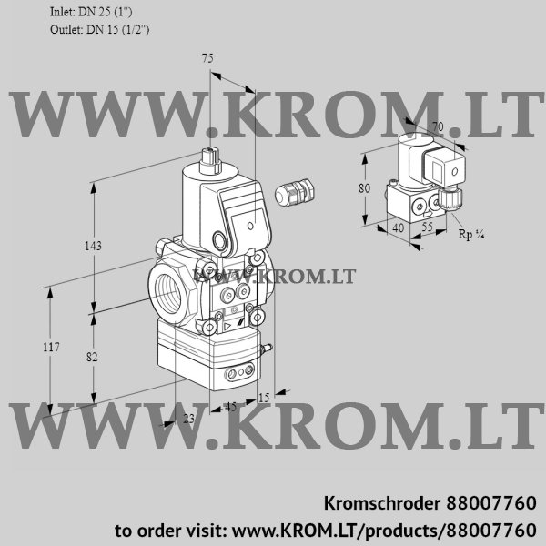 Kromschroder VAD 125/15R/NW-100B, 88007760 pressure regulator, 88007760