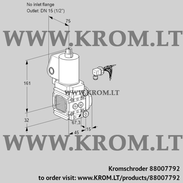 Kromschroder VAS 1-/15R/NKGL, 88007792 gas solenoid valve, 88007792