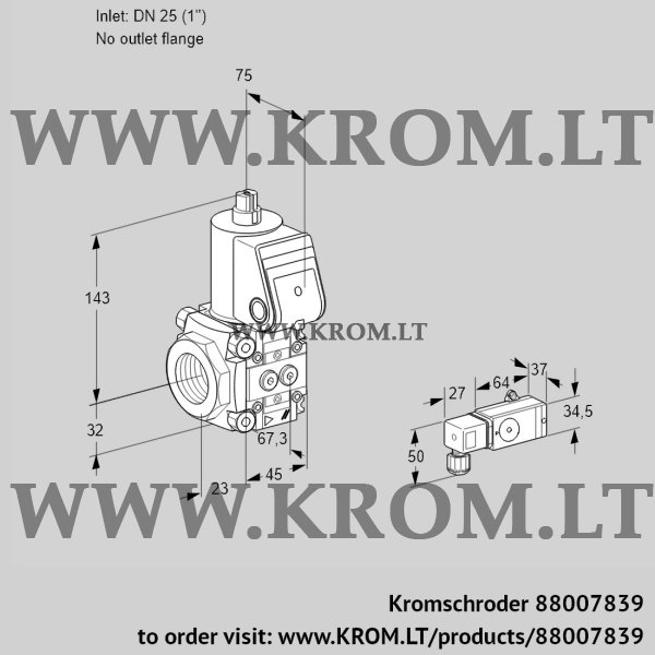 Kromschroder VAS 125/-R/NW, 88007839 gas solenoid valve, 88007839