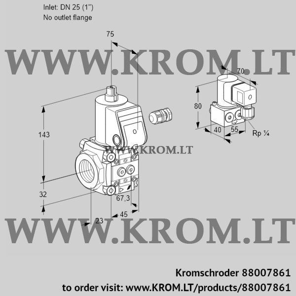 Kromschroder VAS 125/-R/NW, 88007861 gas solenoid valve, 88007861