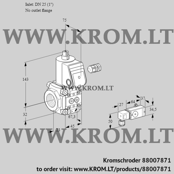 Kromschroder VAS 125/-R/NW, 88007871 gas solenoid valve, 88007871