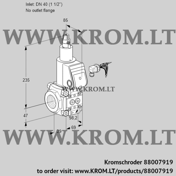 Kromschroder VAS 240/-R/LW, 88007919 gas solenoid valve, 88007919